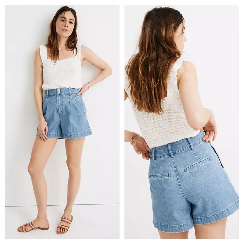 Madewell Denim‎ Pleated Shorts in Lucinda Wash Size 2 Coastal Beach Vacation